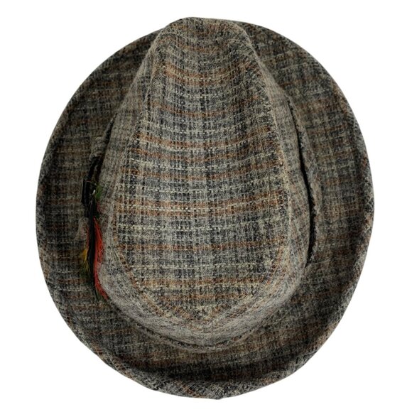 London Fog Fedora Hat Lodger Gray Wool Feather Band Men's Size OS Vintage - Picture 5 of 6